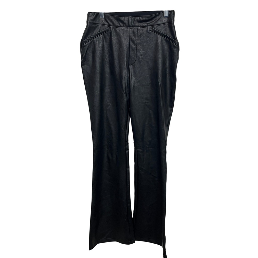 Spanx Faux Leather Flare Pants Womens Small Black High Rise 20457R